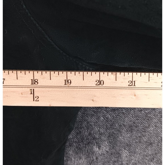 Fabio‎ Suede Leather Jacket Women's L/G Button Up Coat Black Casual - Picture 6 of 7